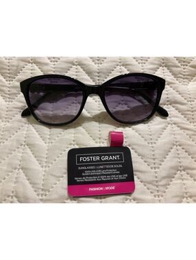 Foster Grant Black Sunglasses with Gold Accent Detailing